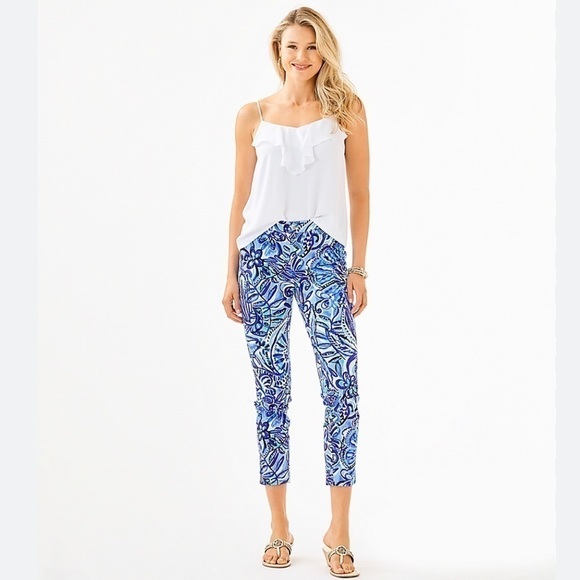 ๐ธ Lilly Pulitzer Kelly High Rise Skinny Ankle Pants Size 2 - Picture 2 of 8